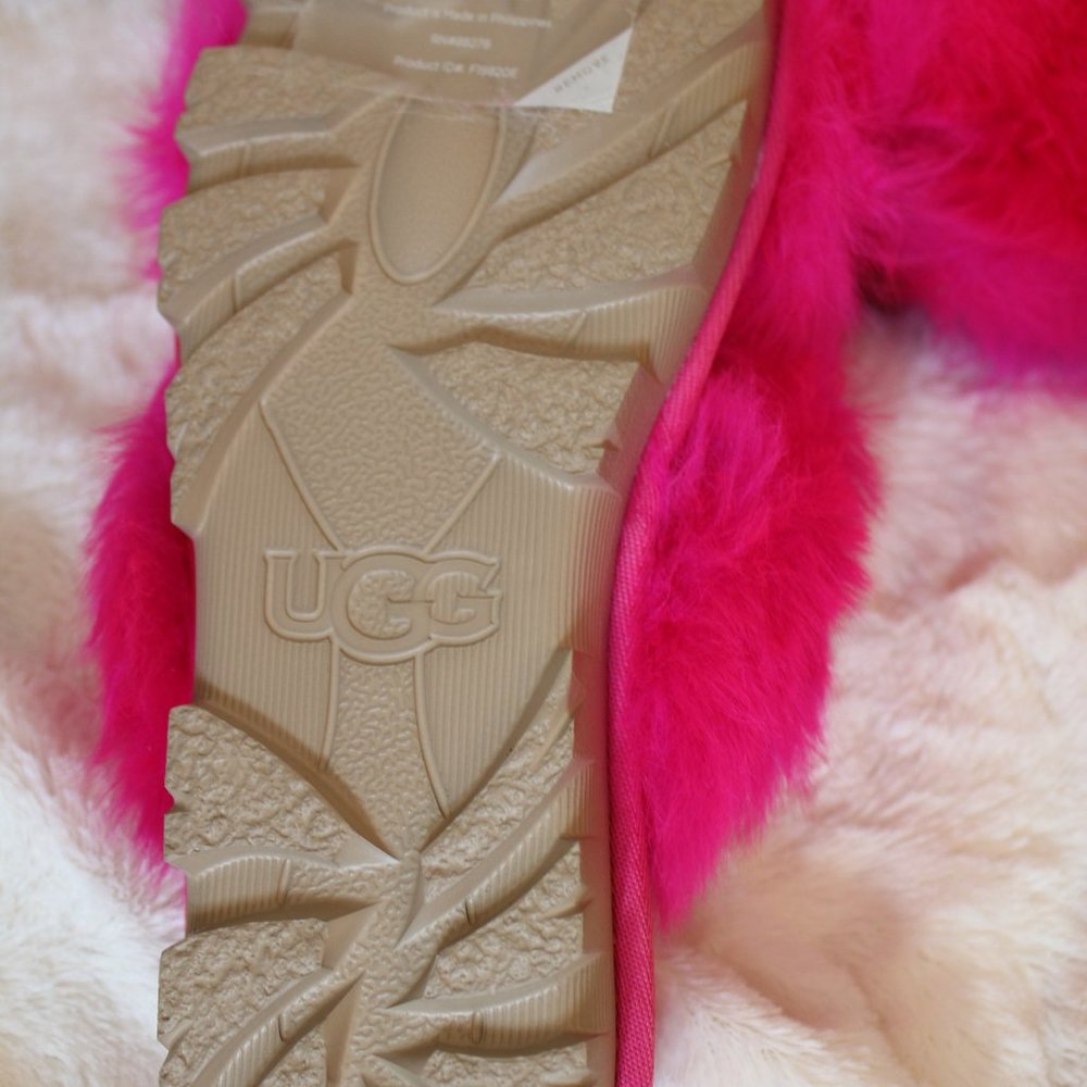 NIB UGG FUZZALICIOUS FUR SANDAL SLIPPERS PINK - Picture 5 of 8